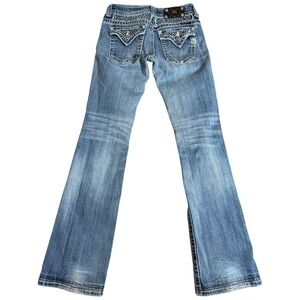 Miss Me Jeans Women's Size 28 Boot Embroidered Jeweled Measured 26x31 Flared Y2K
